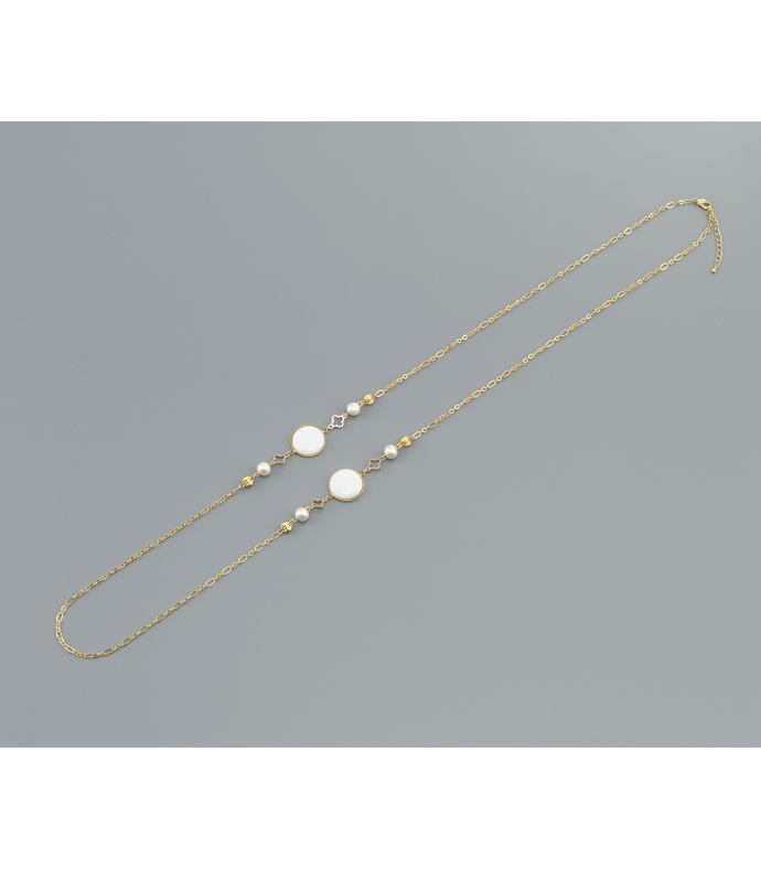 ロングネックレス（コットンパール）ゴールド