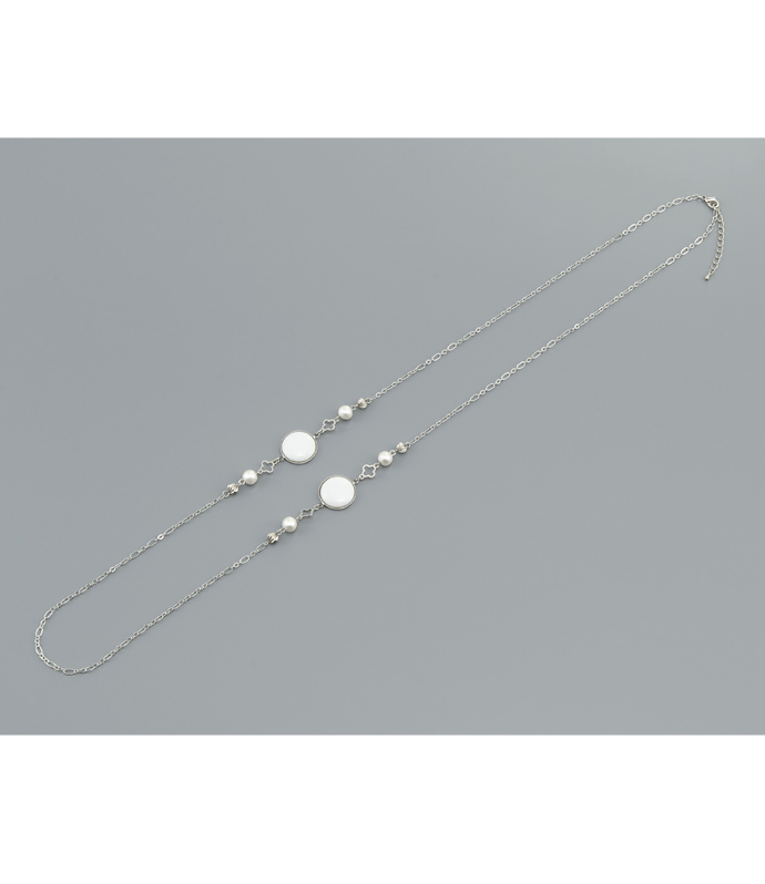 ロングネックレス（コットンパール）シルバー