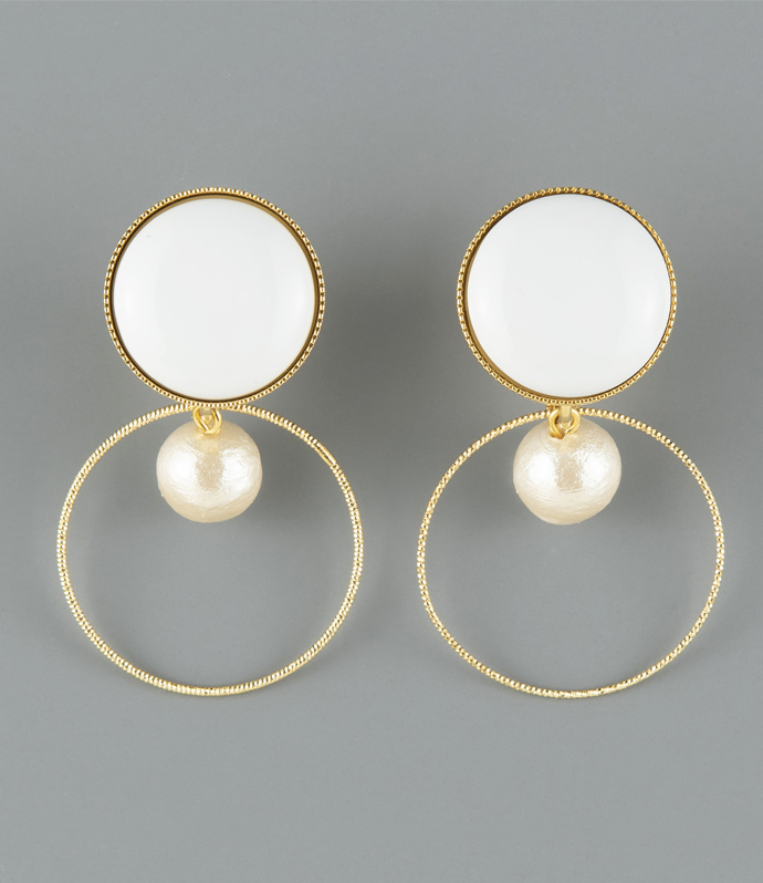 2ＷＡＹイヤリング（コットンパール）ゴールド