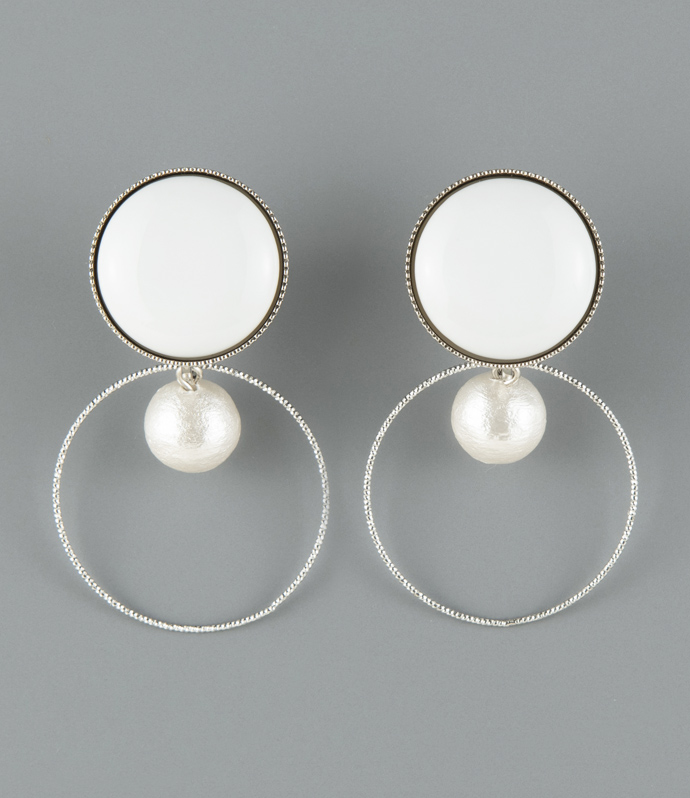 2ＷＡＹイヤリング（コットンパール）シルバー