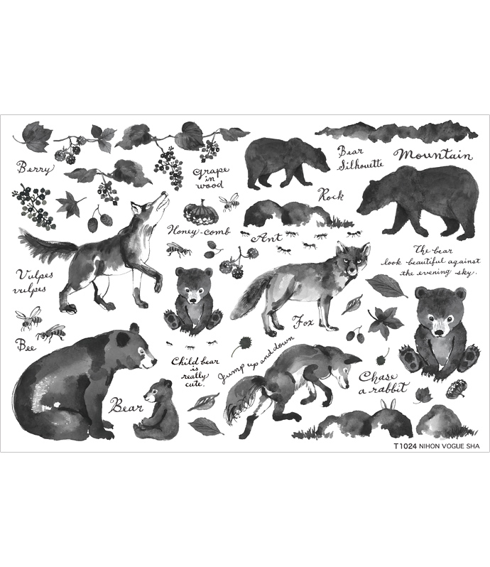 Sale 水墨画動物 キツネとクマ 単品 キルンアート Sale 水墨画動物 キツネとクマ 単品 キルンアート