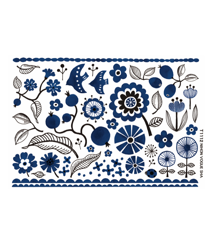 再発売 北欧風染付柄 ミニサイズ キルンアート